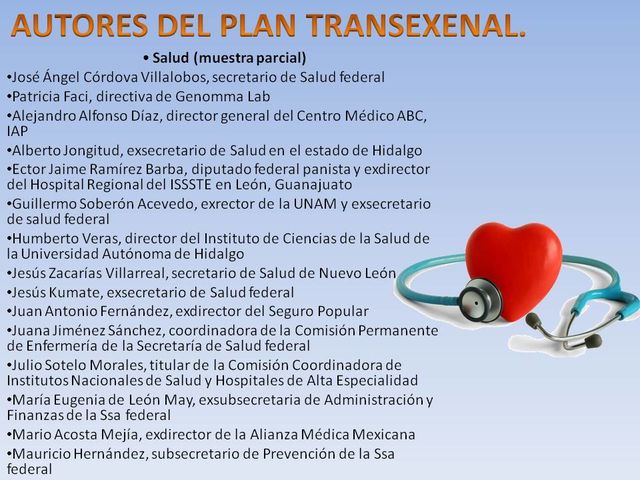 Lista parcial 7: Colaboradores del Plan Transexenal.